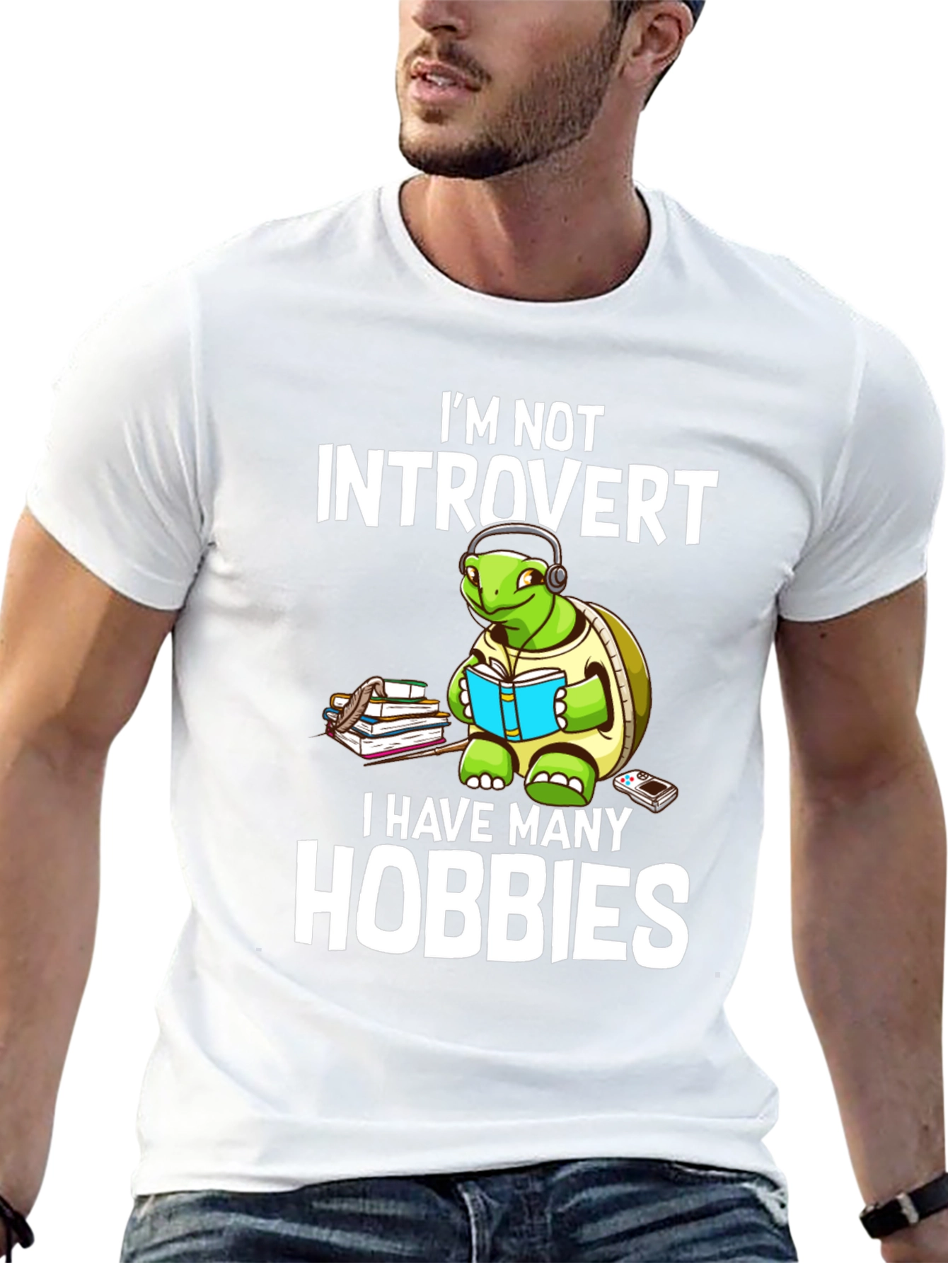 Introvert Hobbies Turtle Graphic T-Shirt
