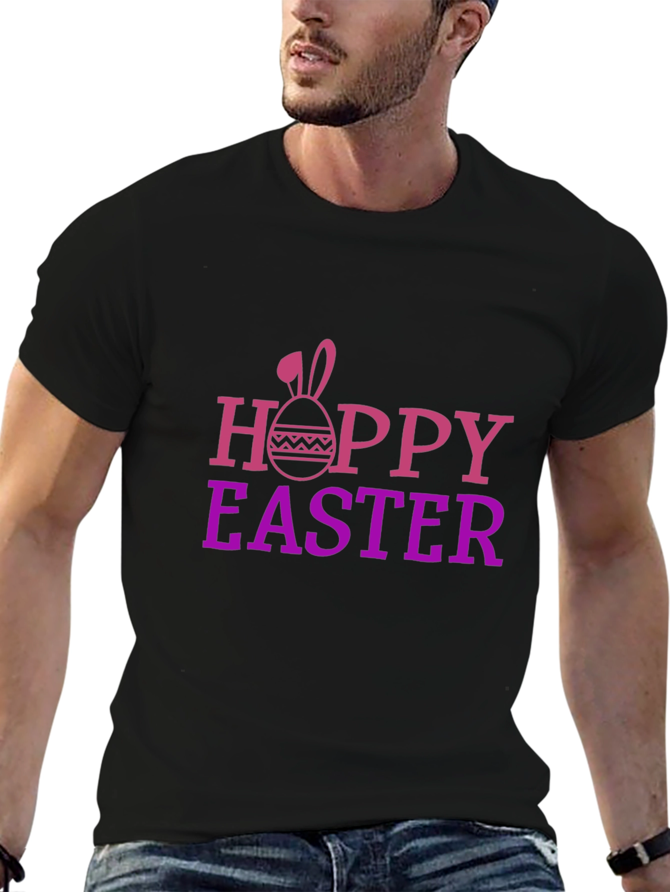 Hoppy Easter Black Graphic T-Shirt