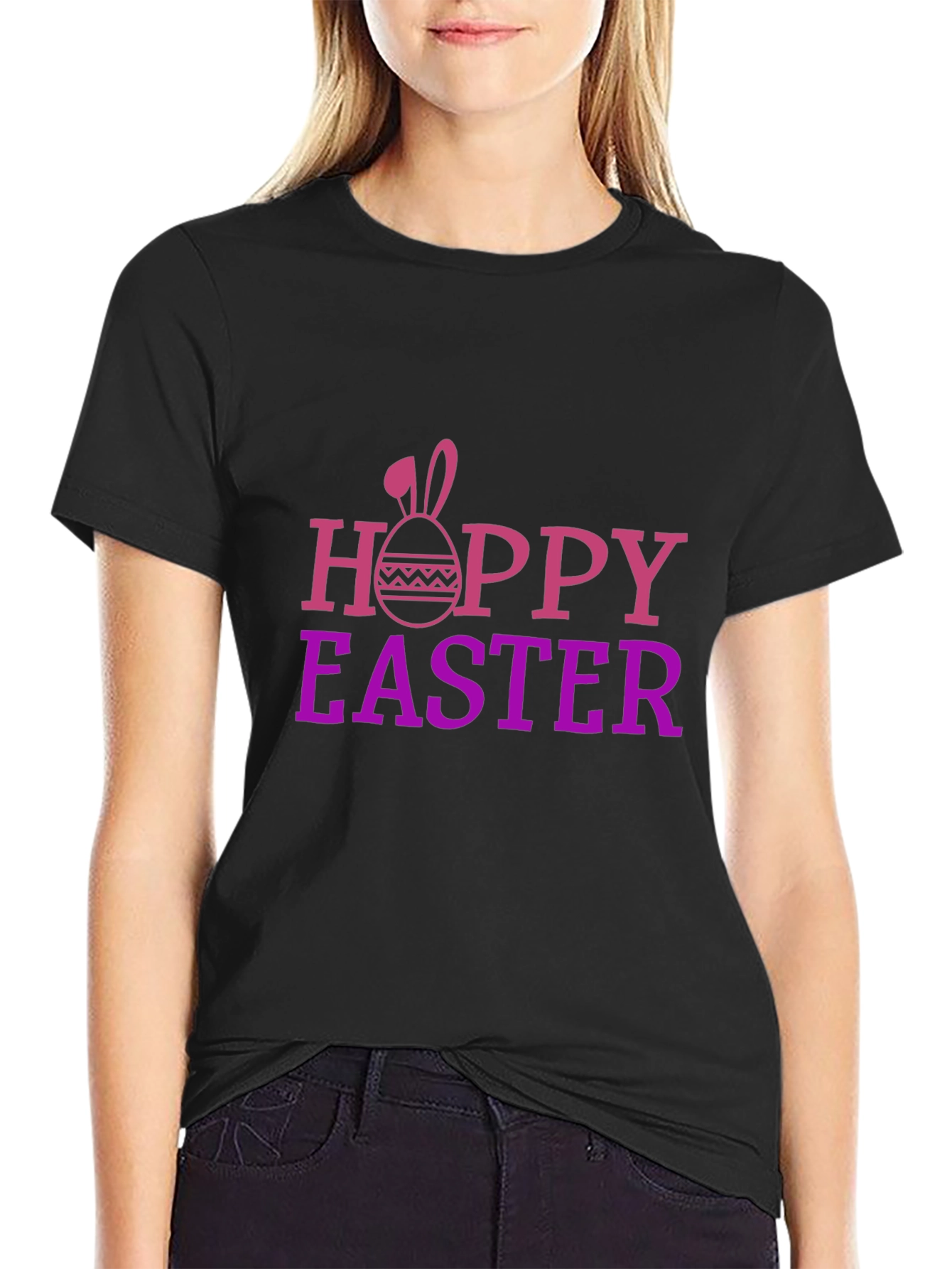 Hoppy Easter Black Graphic T-Shirt