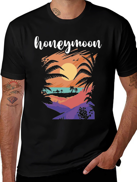 Honeymoon Beach Graphic Tee - Tropical Vacation Shirt