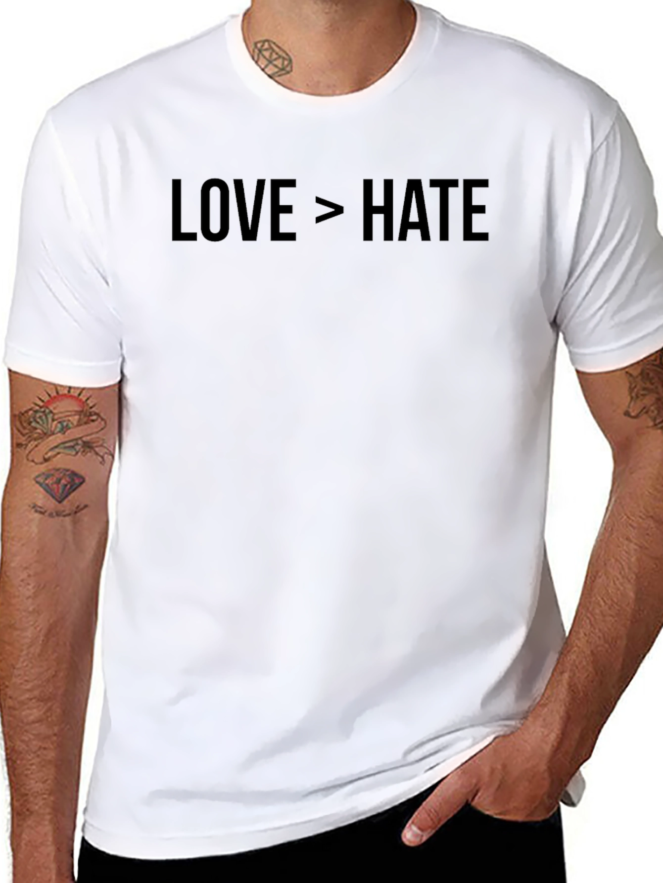 Love > Hate Graphic T-Shirt - Positive Message Tee