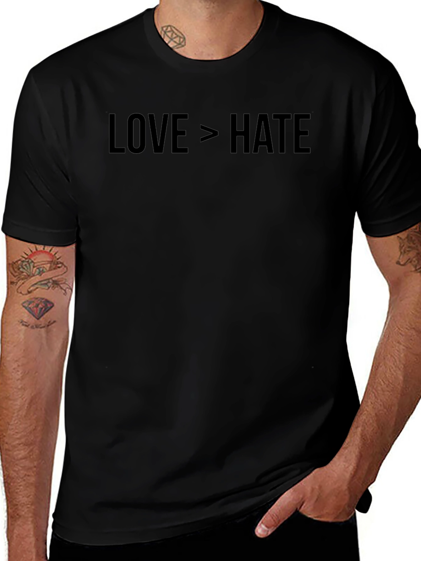 Love > Hate Graphic T-Shirt - Positive Message Tee