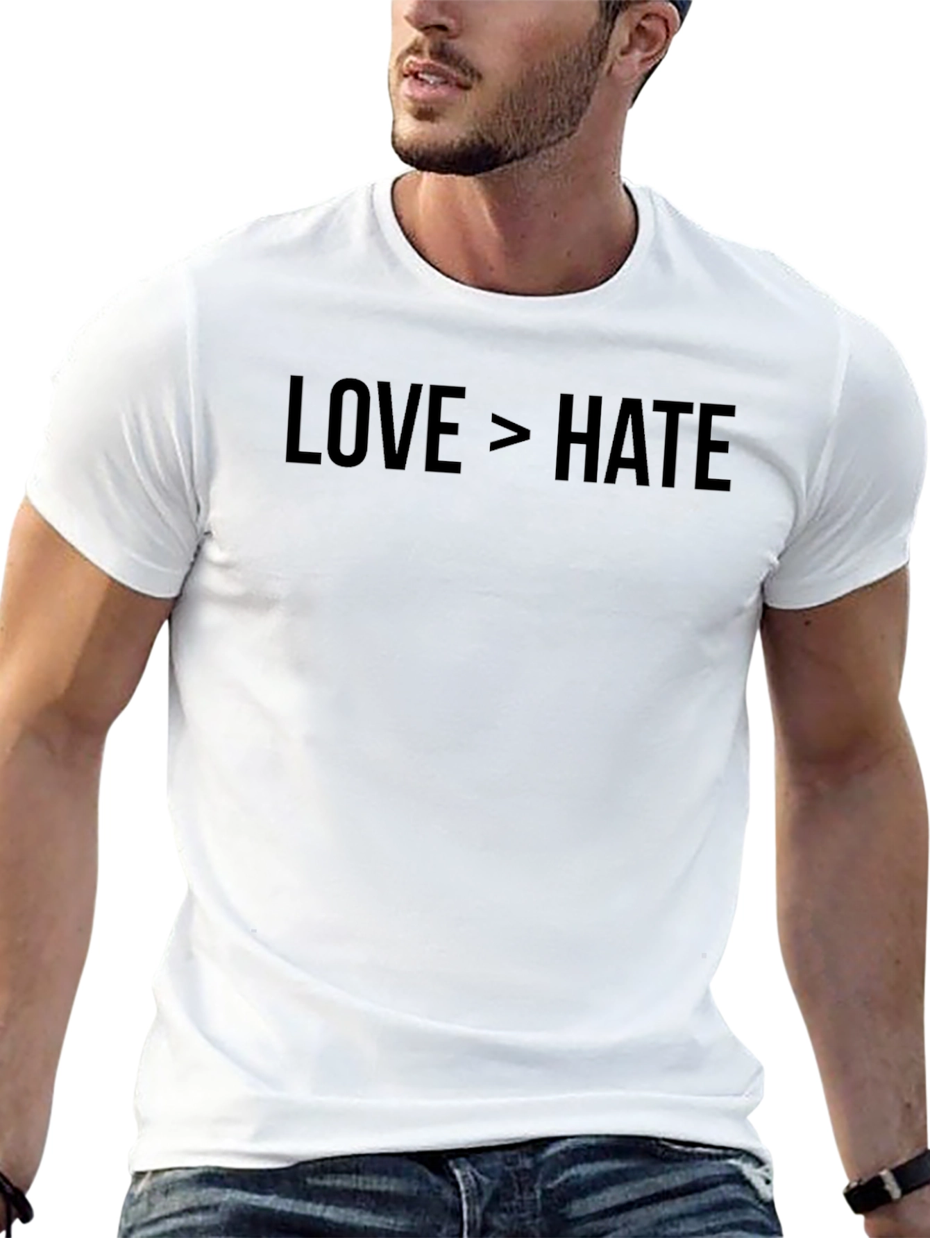 Love > Hate Graphic T-Shirt - Positive Message Tee