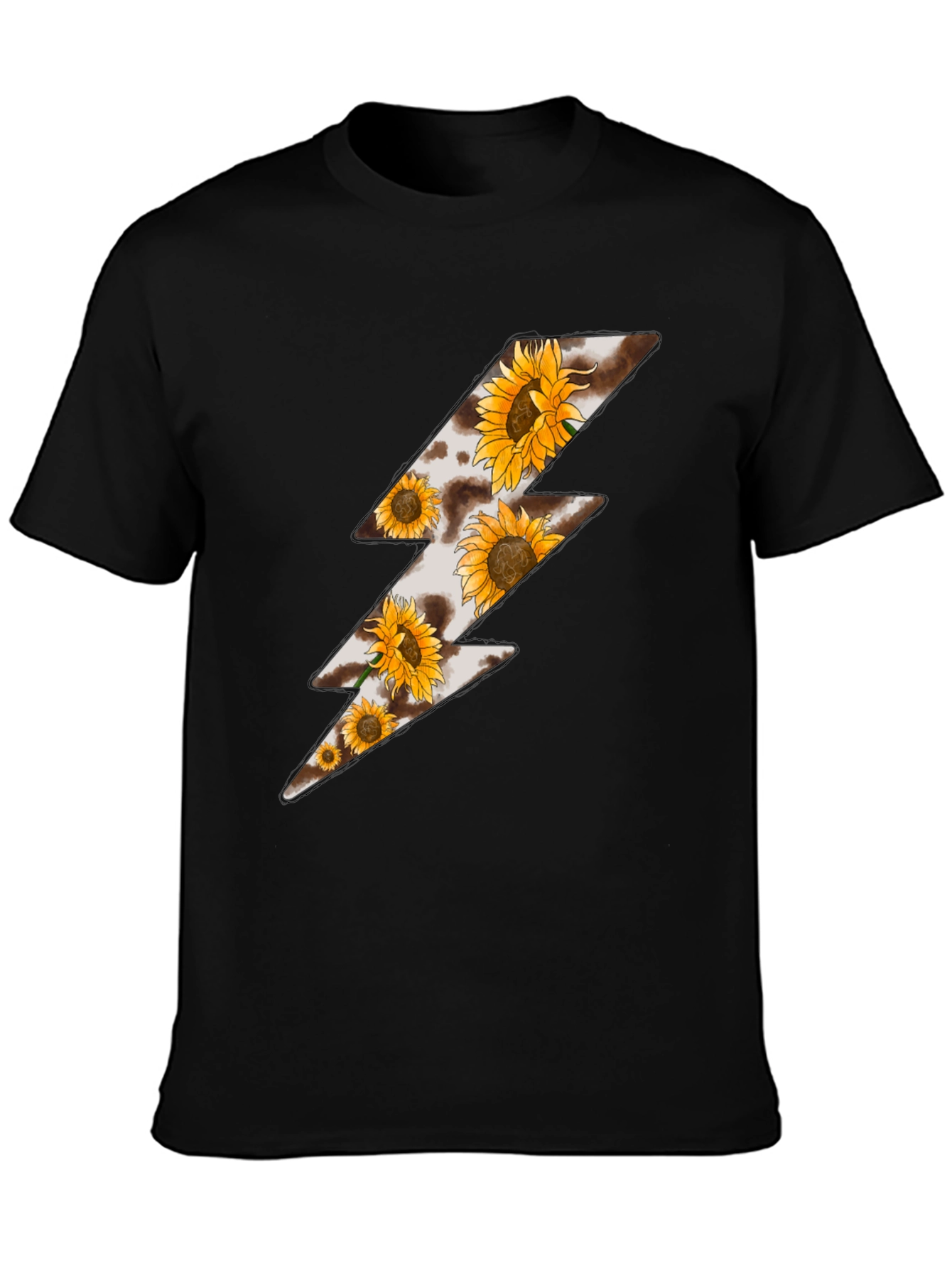 Sunflower Lightning Bolt Black T-Shirt