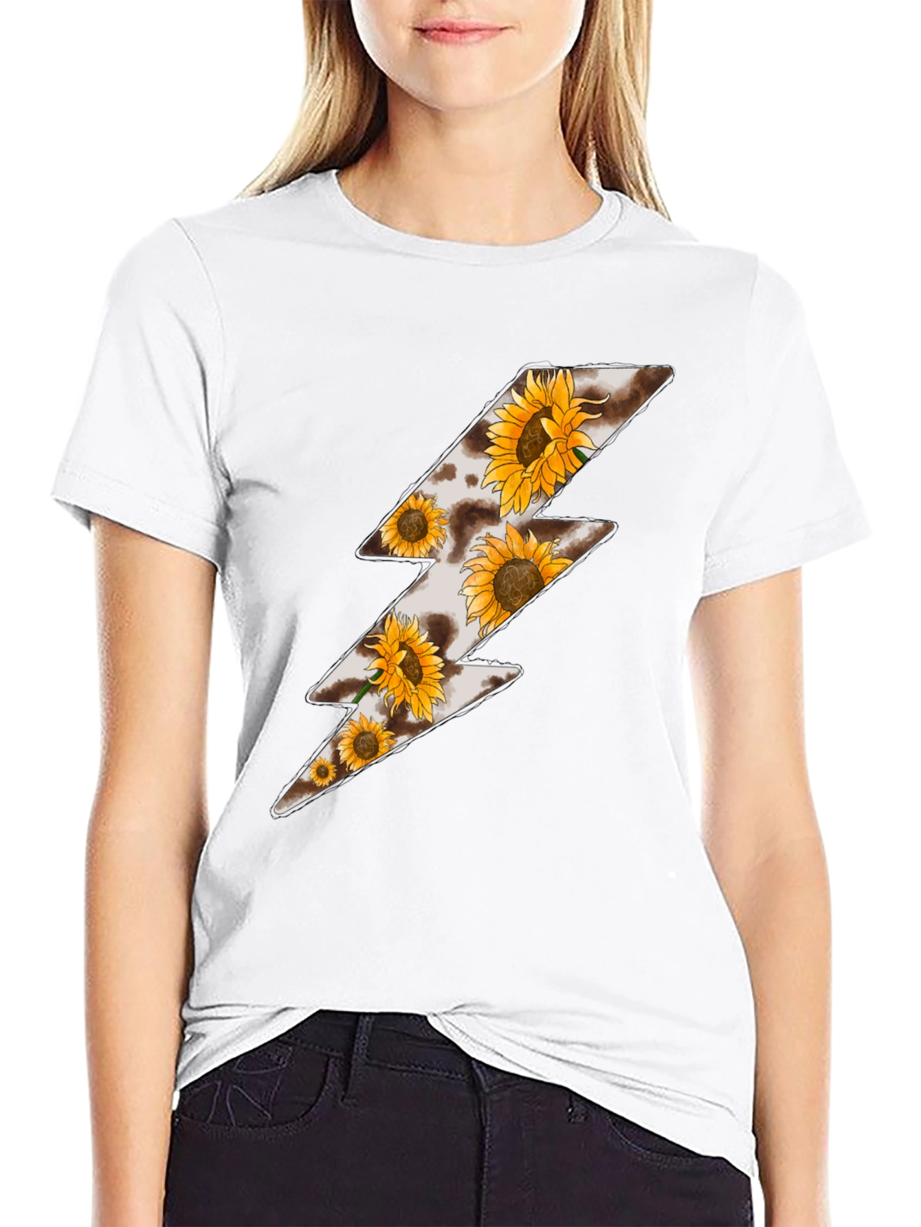 Sunflower Lightning Bolt Black T-Shirt