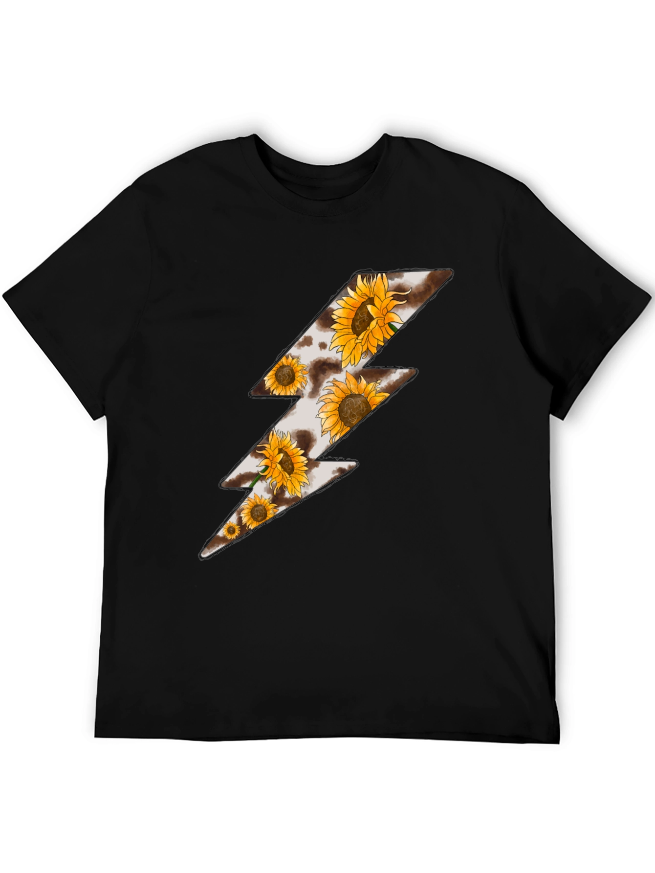 Sunflower Lightning Bolt Black T-Shirt