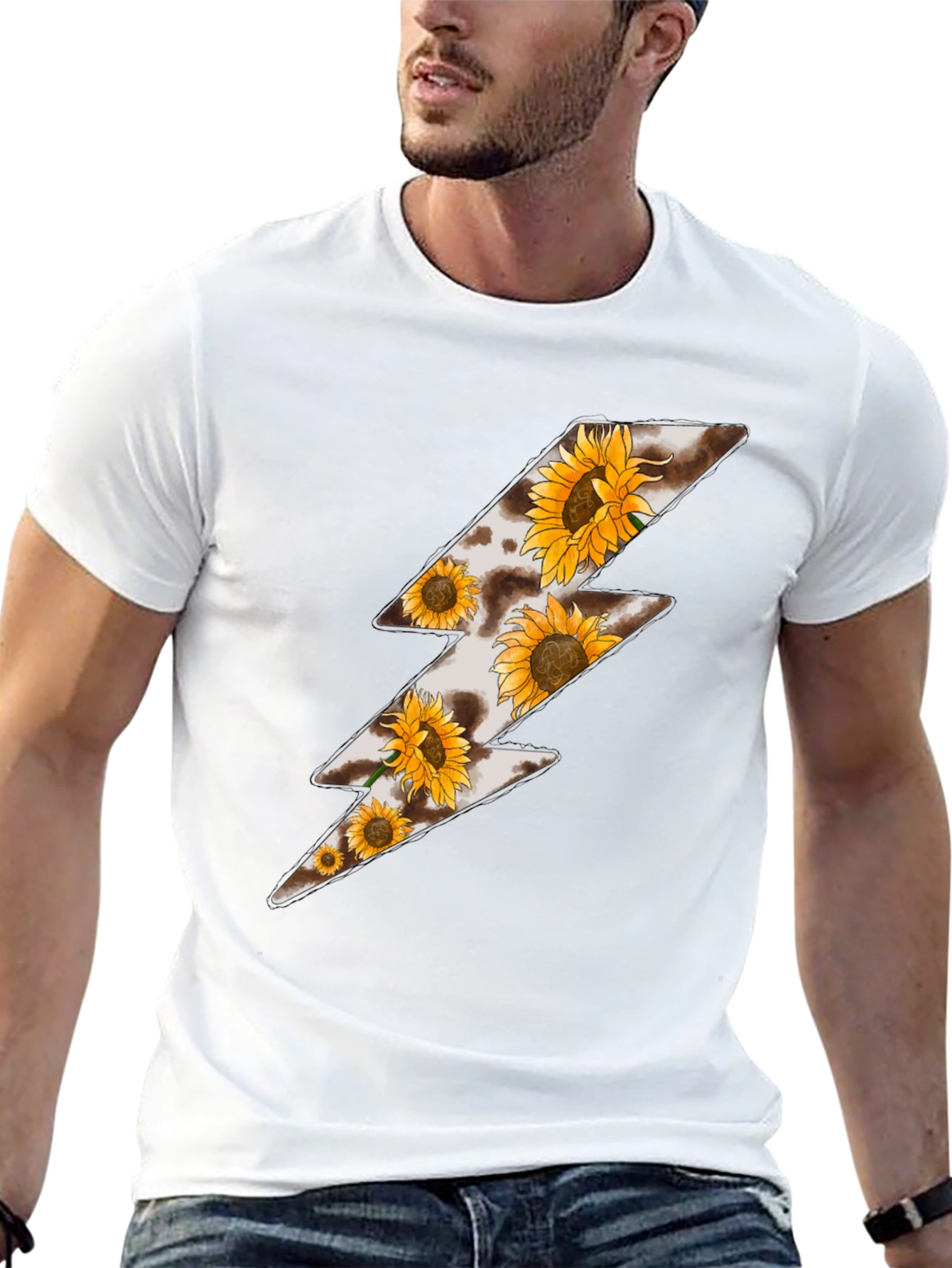 Sunflower Lightning Bolt Black T-Shirt