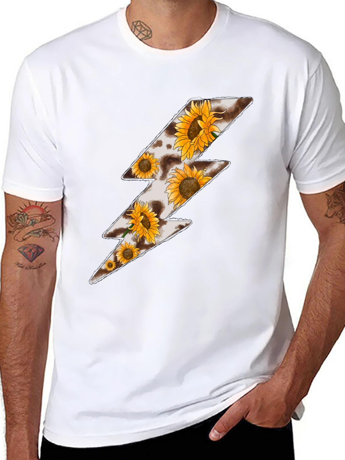Sunflower Lightning Bolt Black T-Shirt