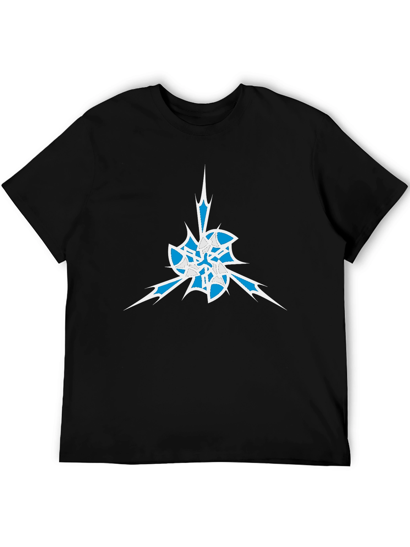 Mens Black Graphic Tee - Abstract Ice Design