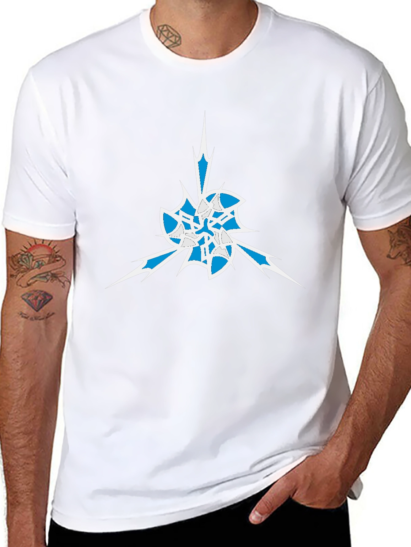 Mens Black Graphic Tee - Abstract Ice Design