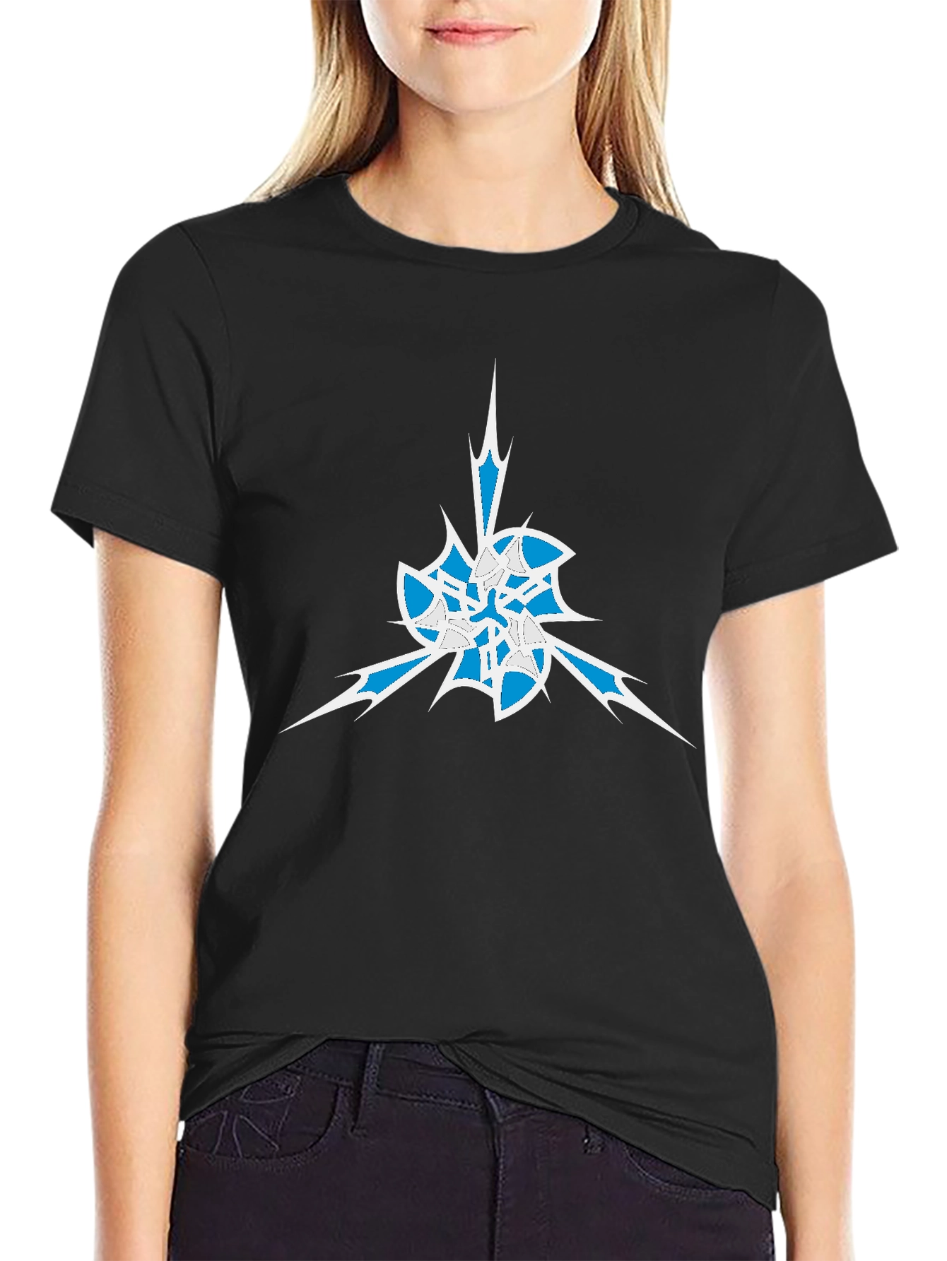 Mens Black Graphic Tee - Abstract Ice Design