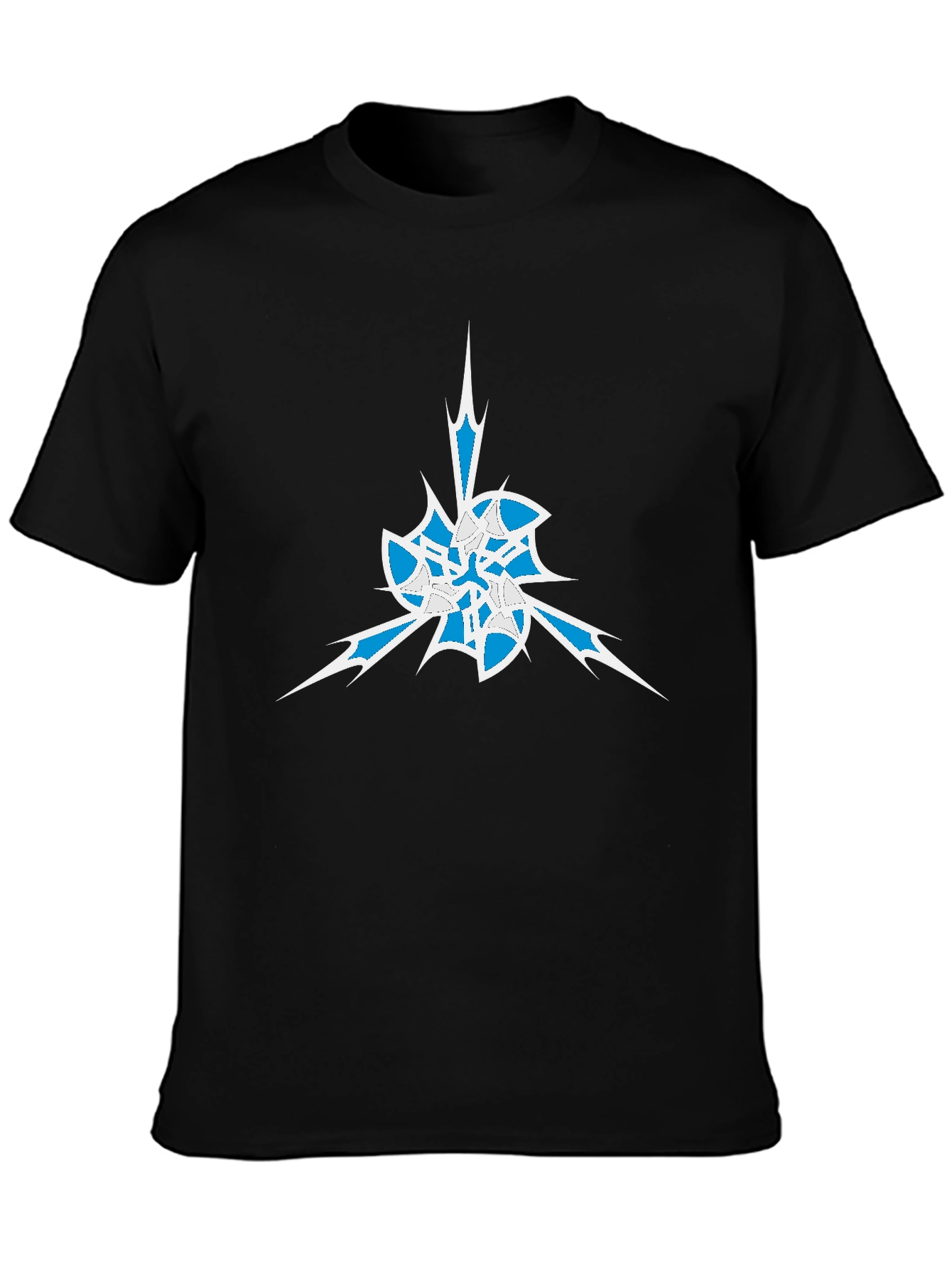 Mens Black Graphic Tee - Abstract Ice Design