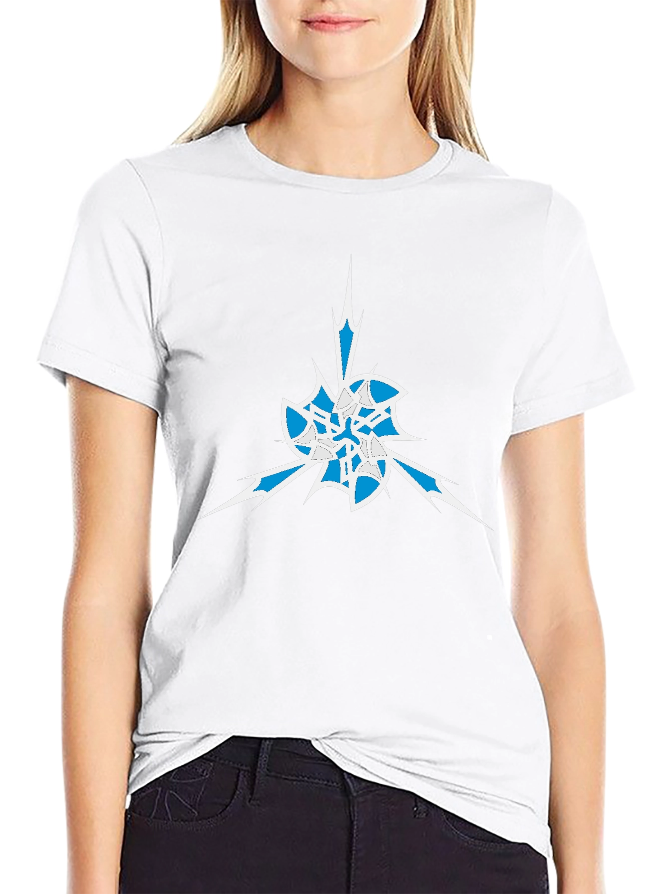 Mens Black Graphic Tee - Abstract Ice Design