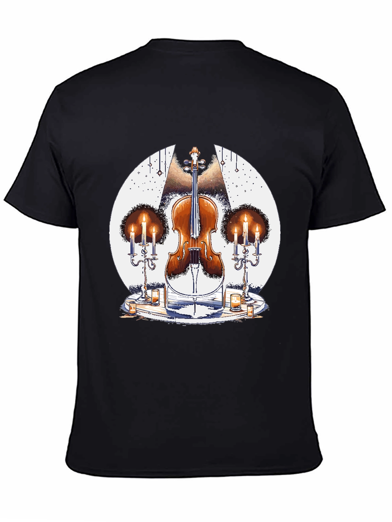 Cello & Candles Graphic Tee - Musical Style