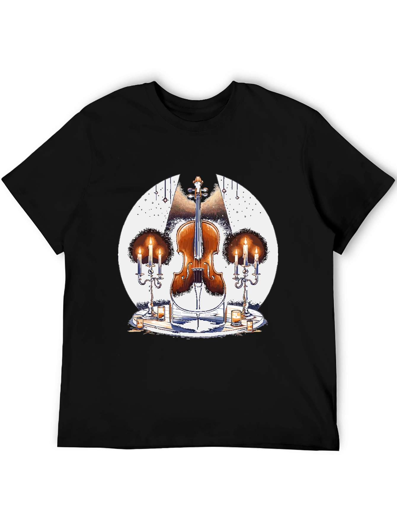 Cello & Candles Graphic Tee - Musical Style