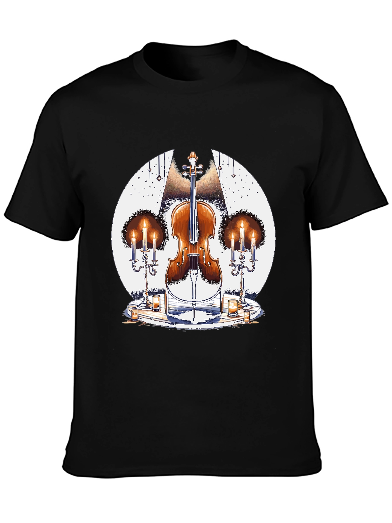 Cello & Candles Graphic Tee - Musical Style