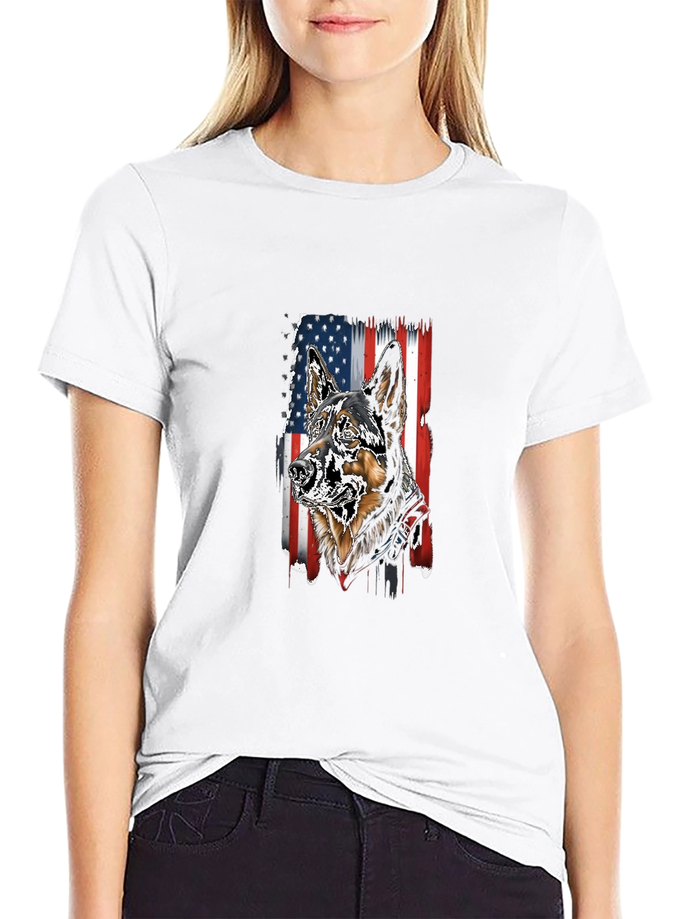 Patriotic German Shepherd Graphic T-Shirt
