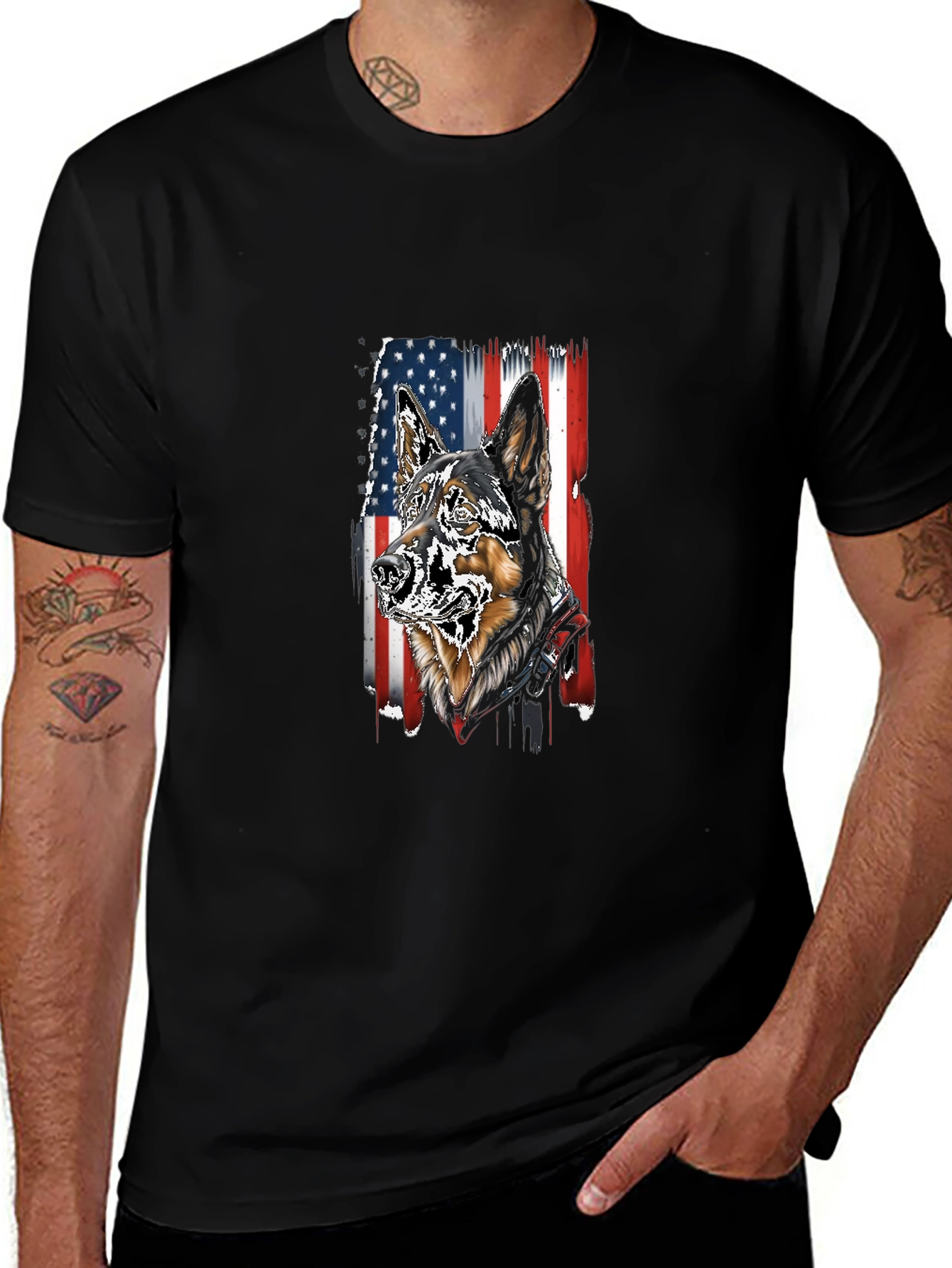 Patriotic German Shepherd Graphic T-Shirt