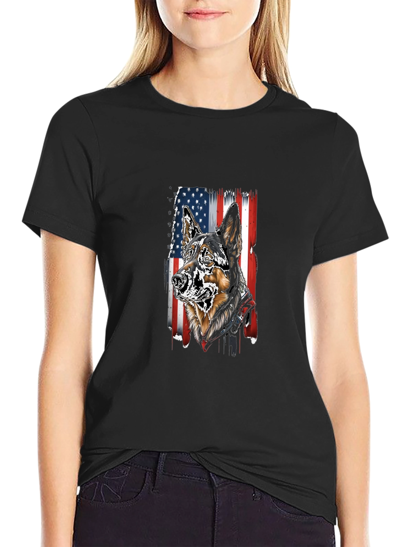 Patriotic German Shepherd Graphic T-Shirt