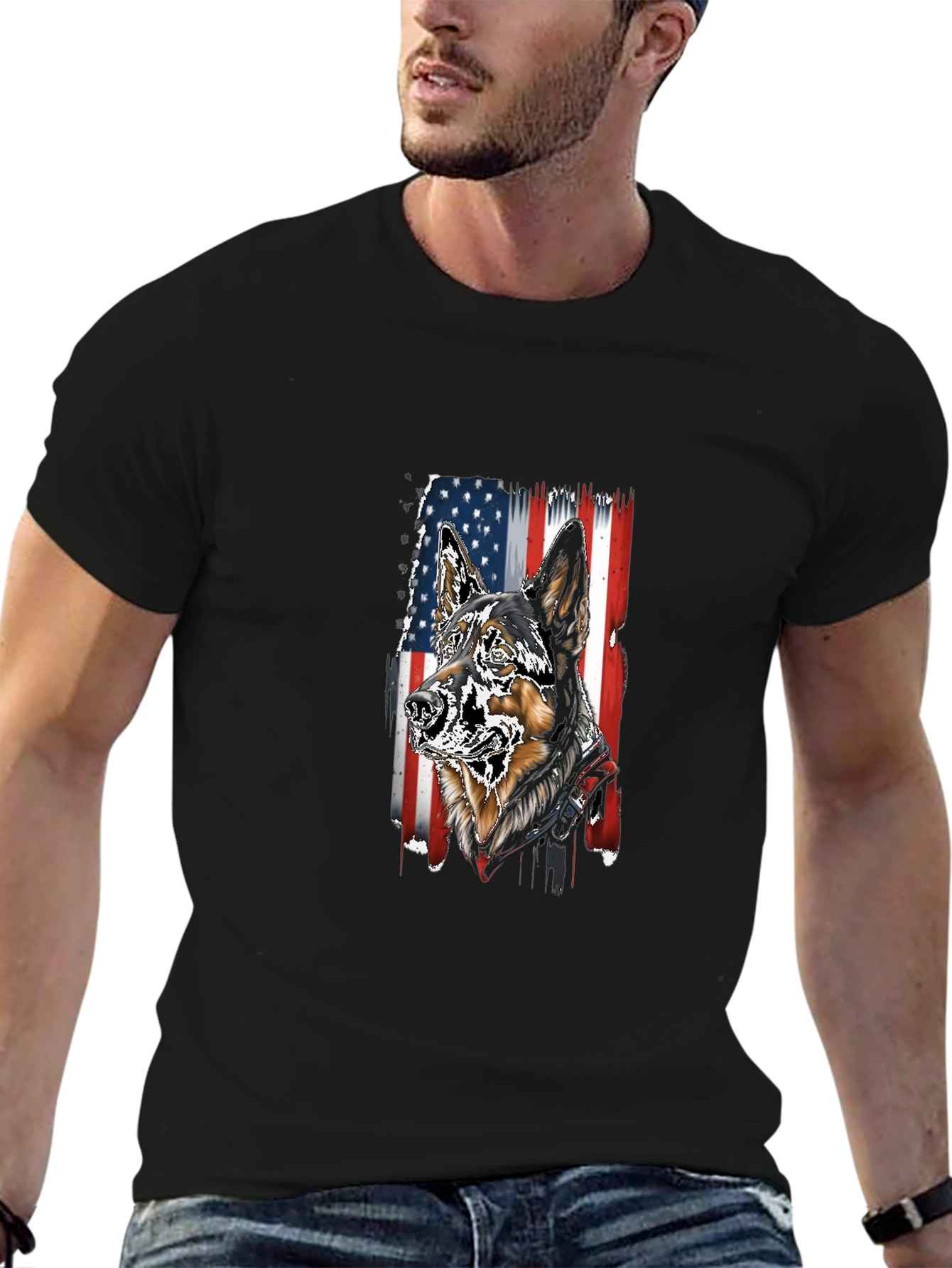 Patriotic German Shepherd Graphic T-Shirt