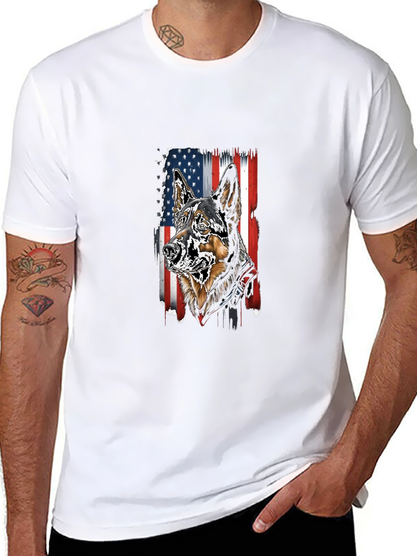 Patriotic German Shepherd Graphic T-Shirt