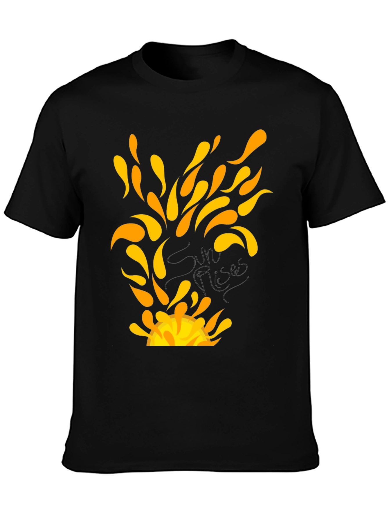 Sunrise Graphic Tee - Black Cotton T-Shirt