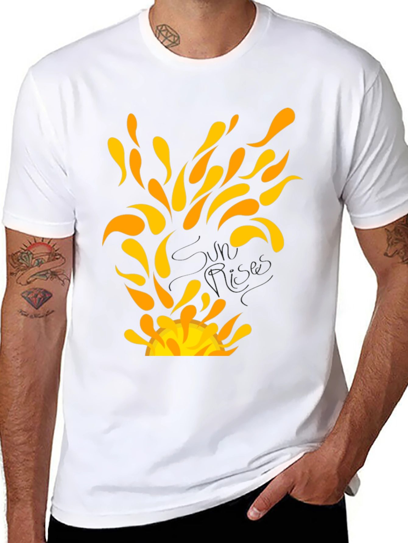 Sunrise Graphic Tee - Black Cotton T-Shirt