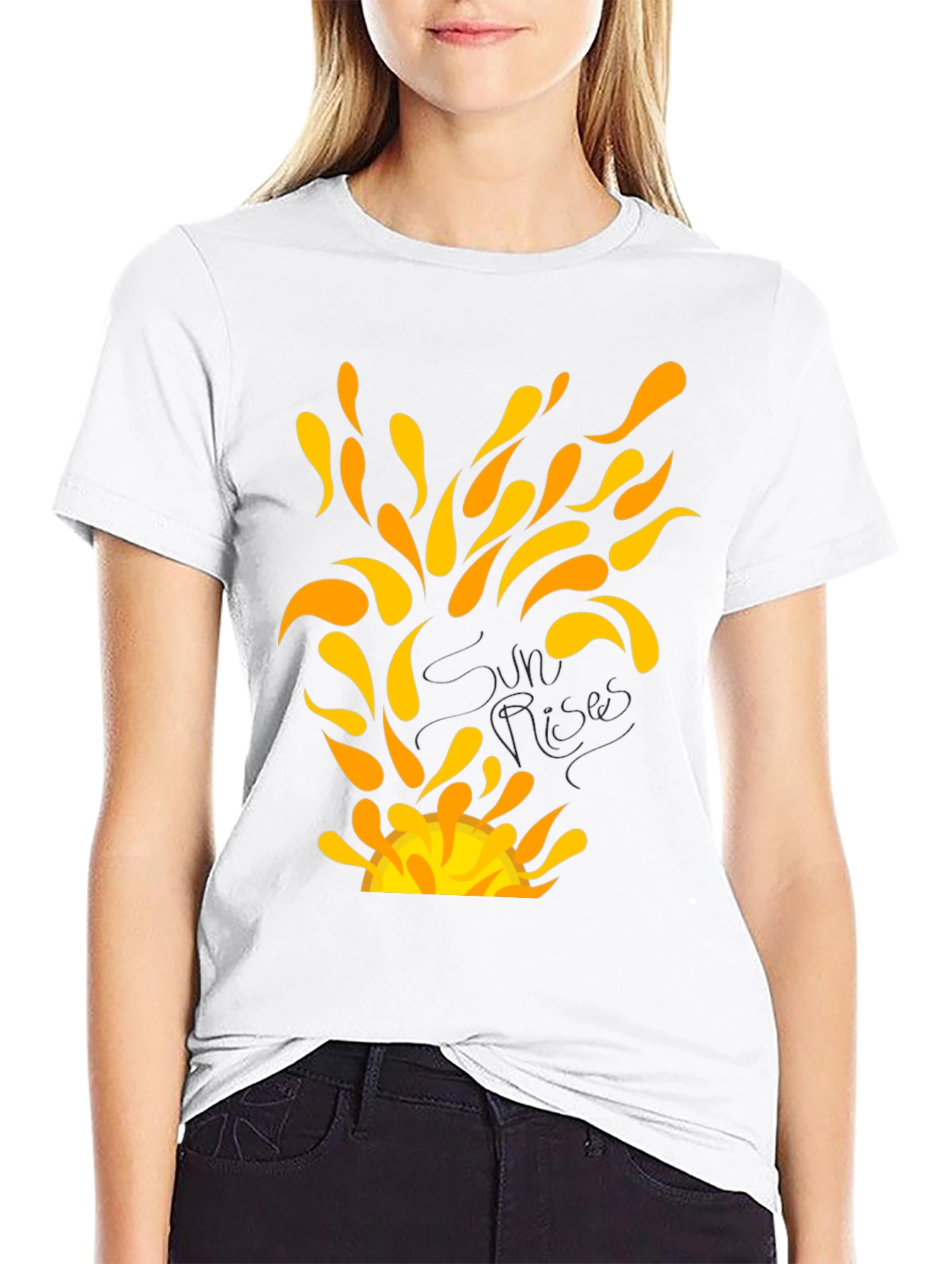Sunrise Graphic Tee - Black Cotton T-Shirt