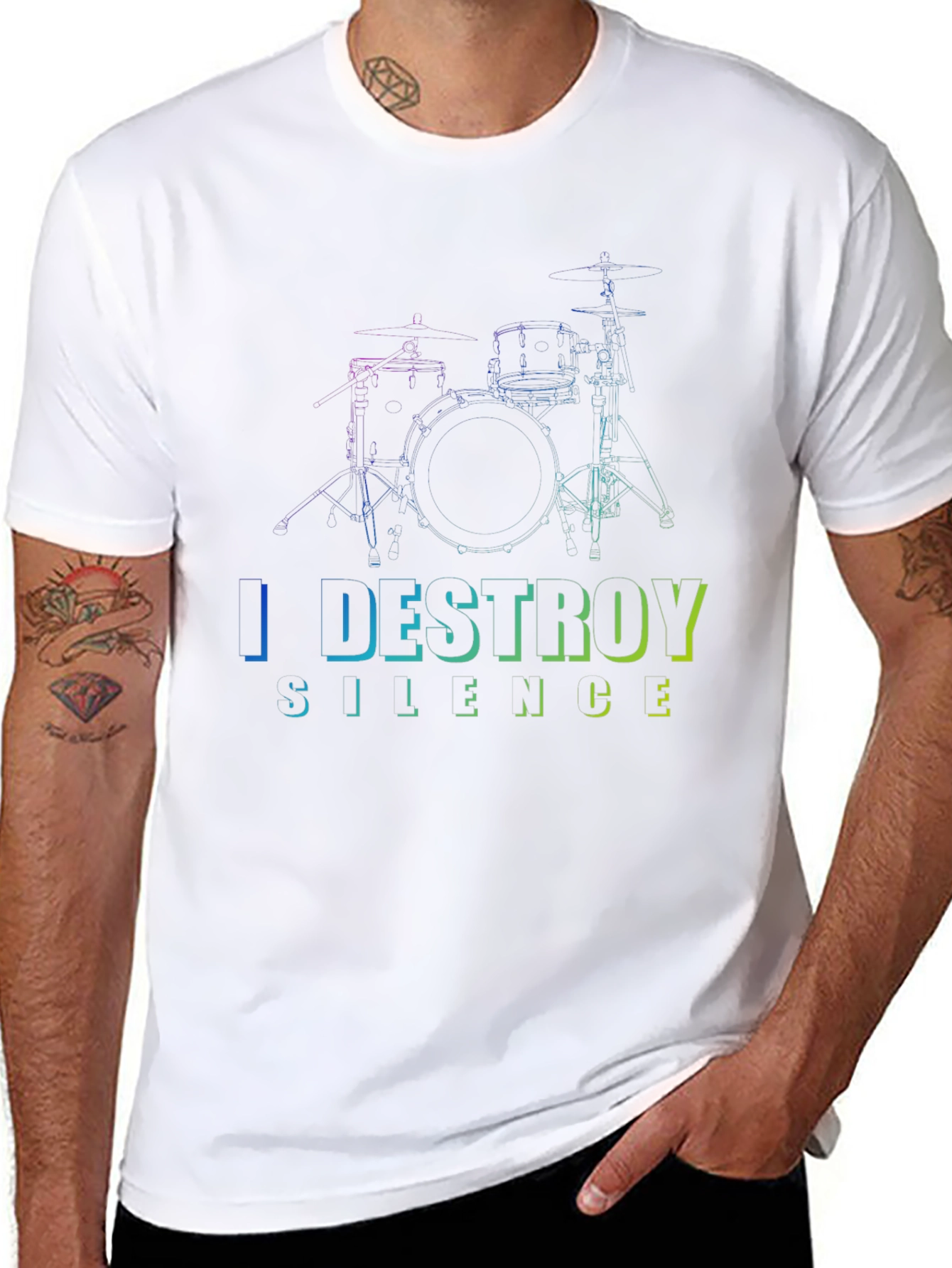 I Destroy Silence Drum Set Graphic T-Shirt