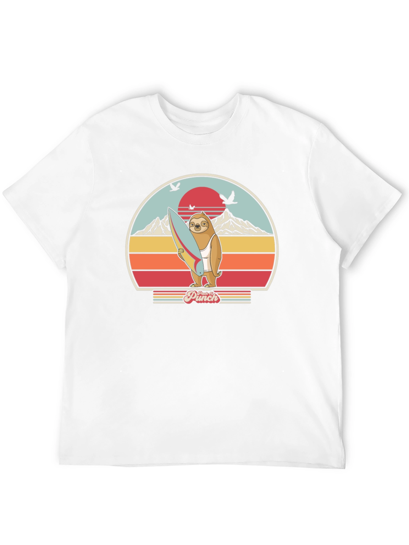 Sloth Surfer Retro Tee - Punch It!