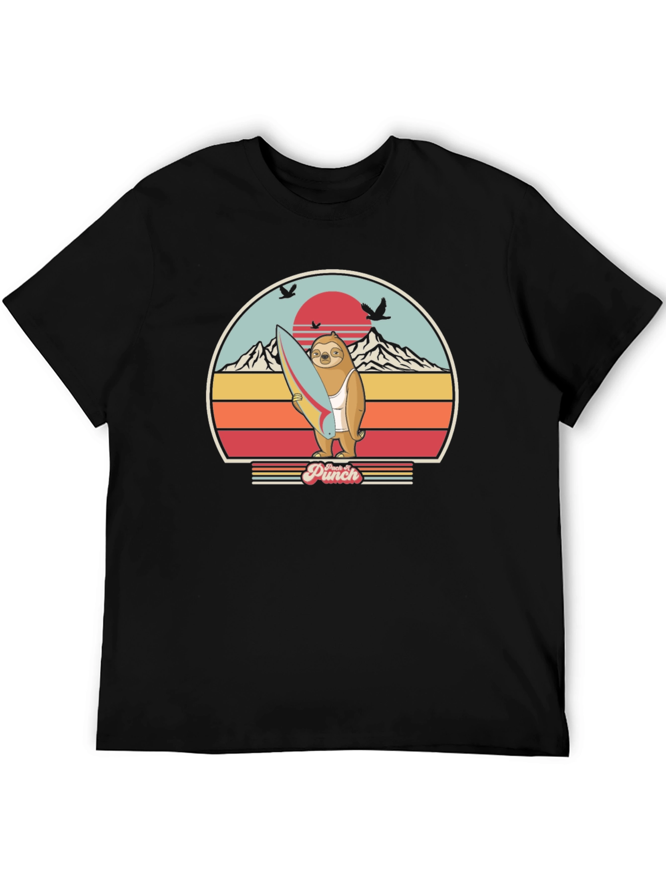 Sloth Surfer Retro Tee - Punch It!