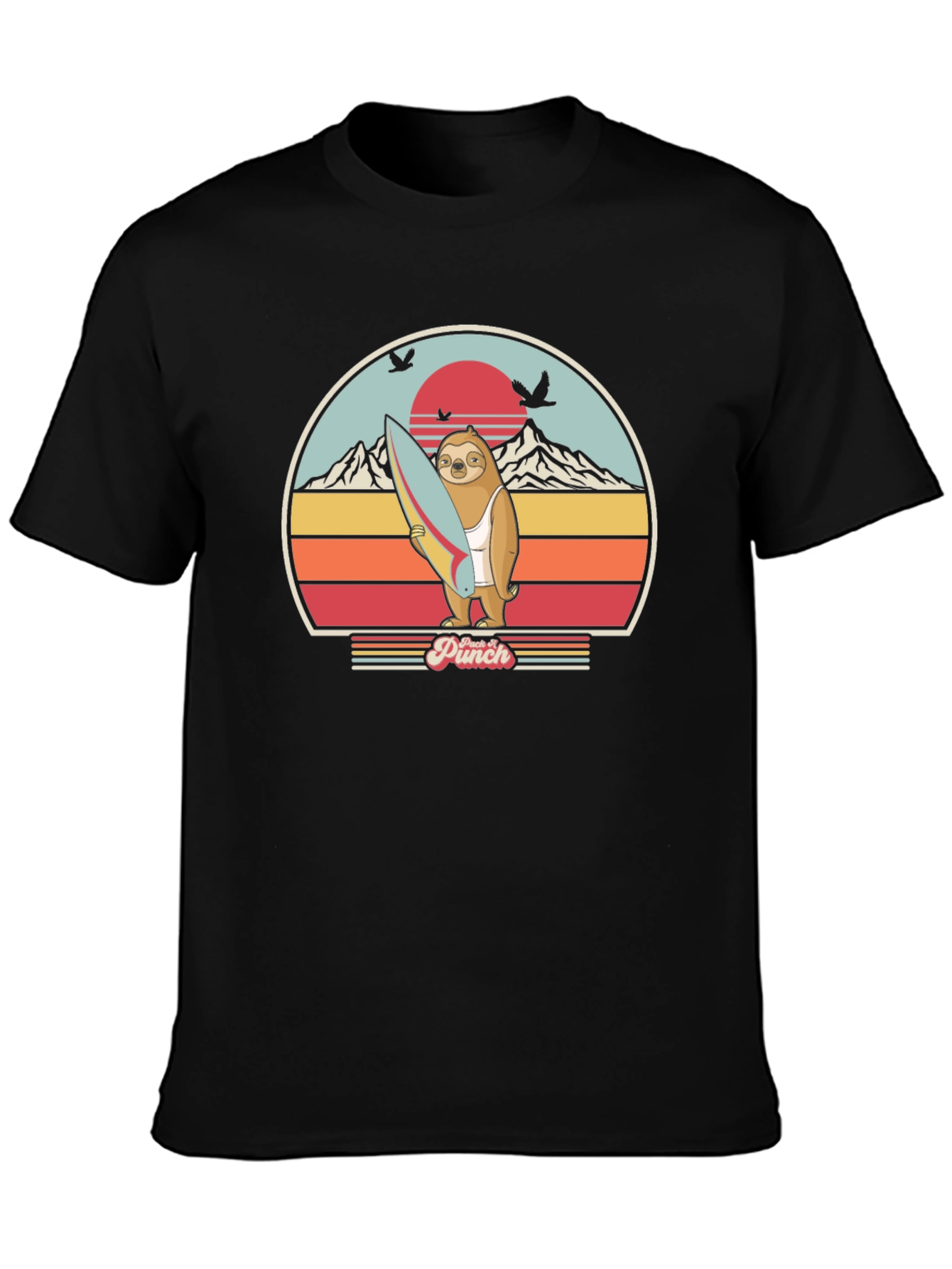 Sloth Surfer Retro Tee - Punch It!
