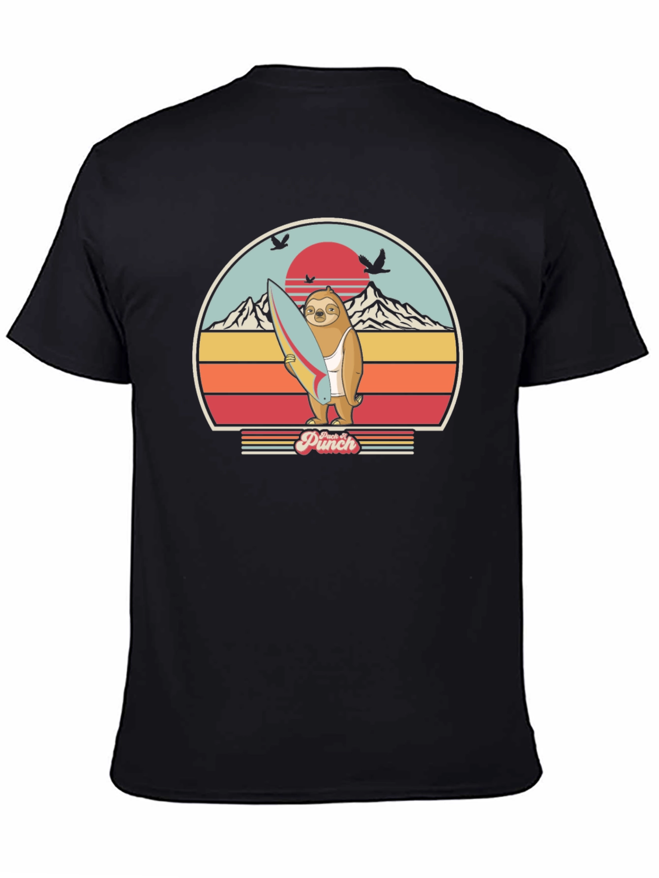 Sloth Surfer Retro Tee - Punch It!