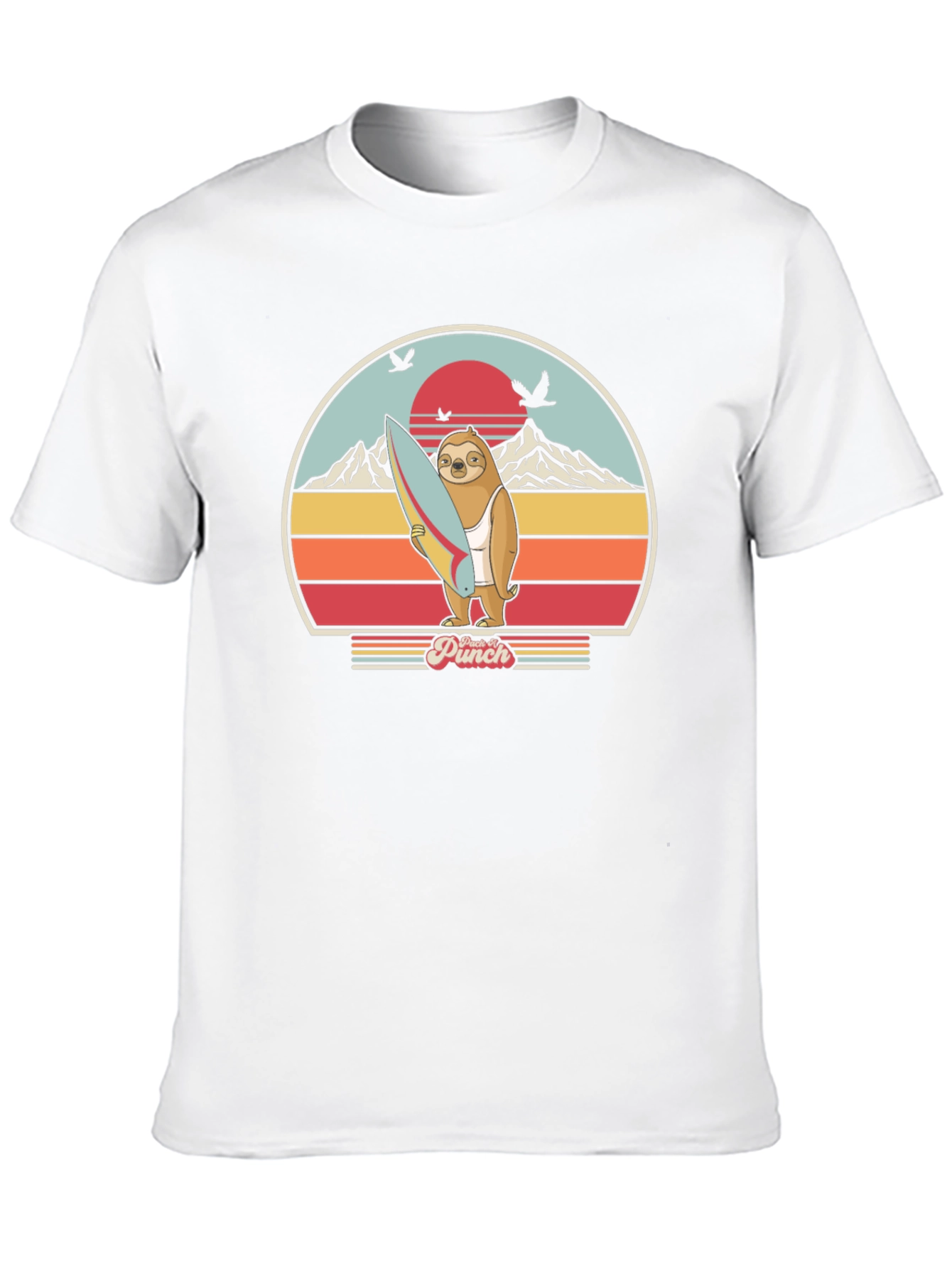 Sloth Surfer Retro Tee - Punch It!