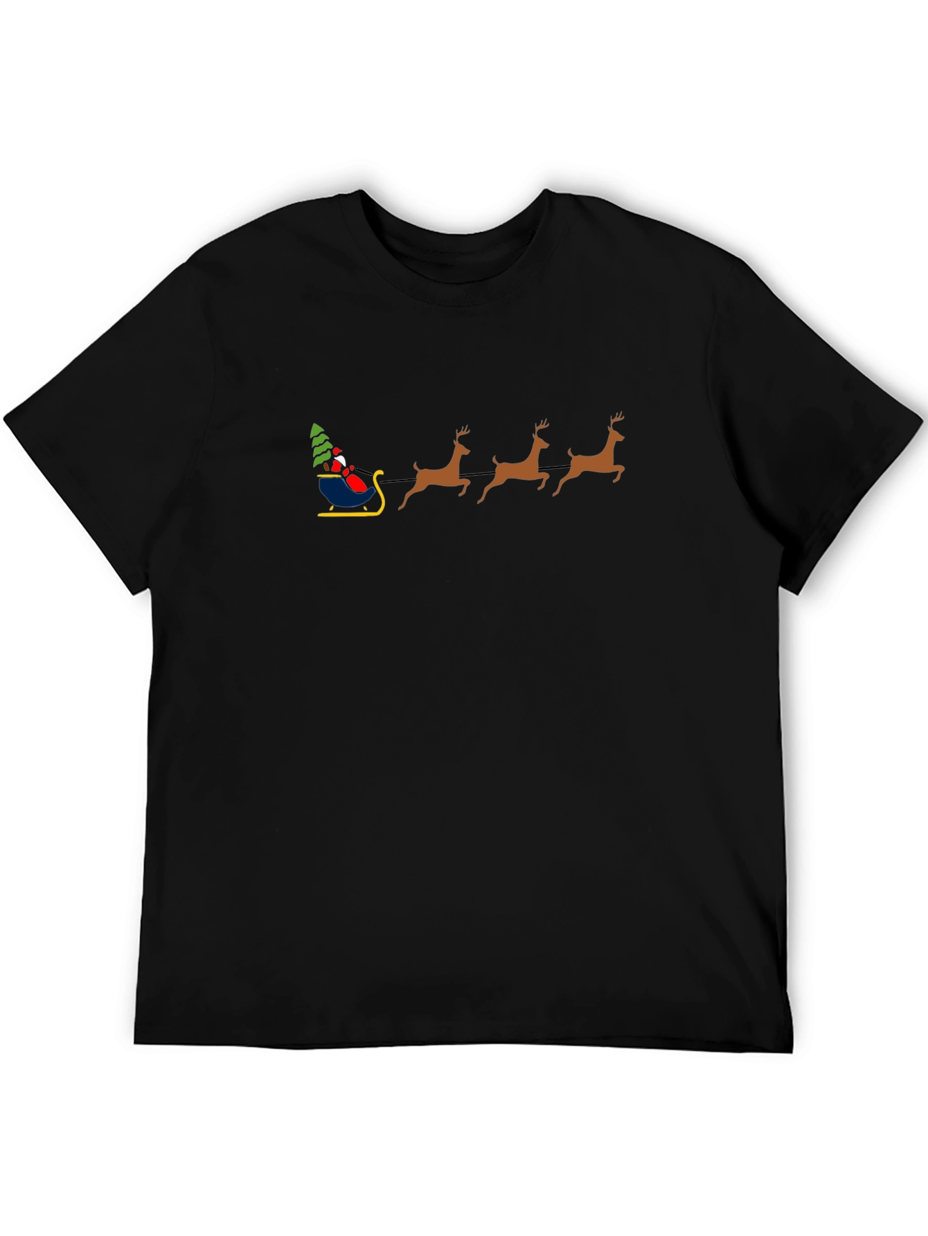 Festive Santa Sleigh Graphic Tee - Black