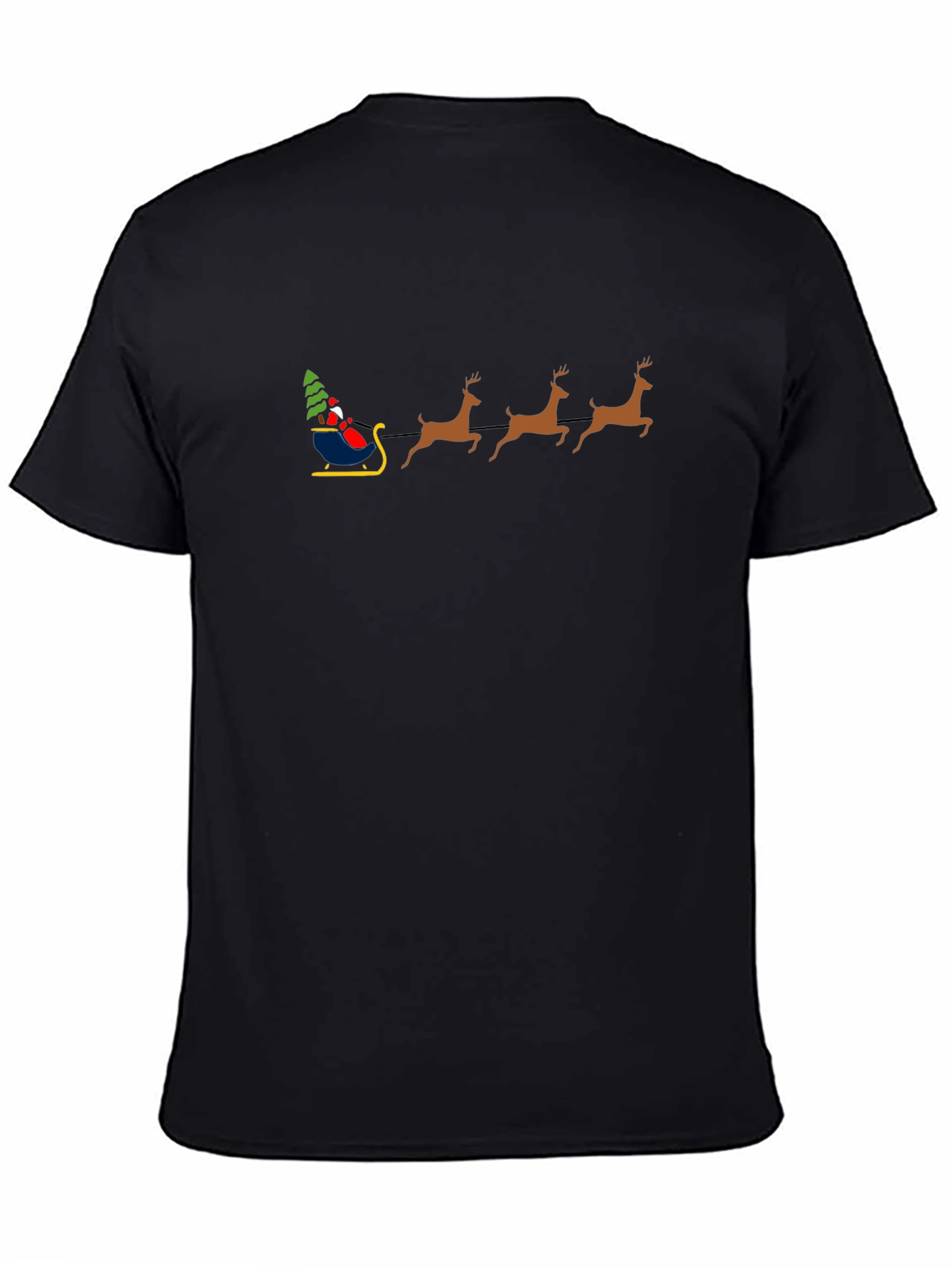 Festive Santa Sleigh Graphic Tee - Black