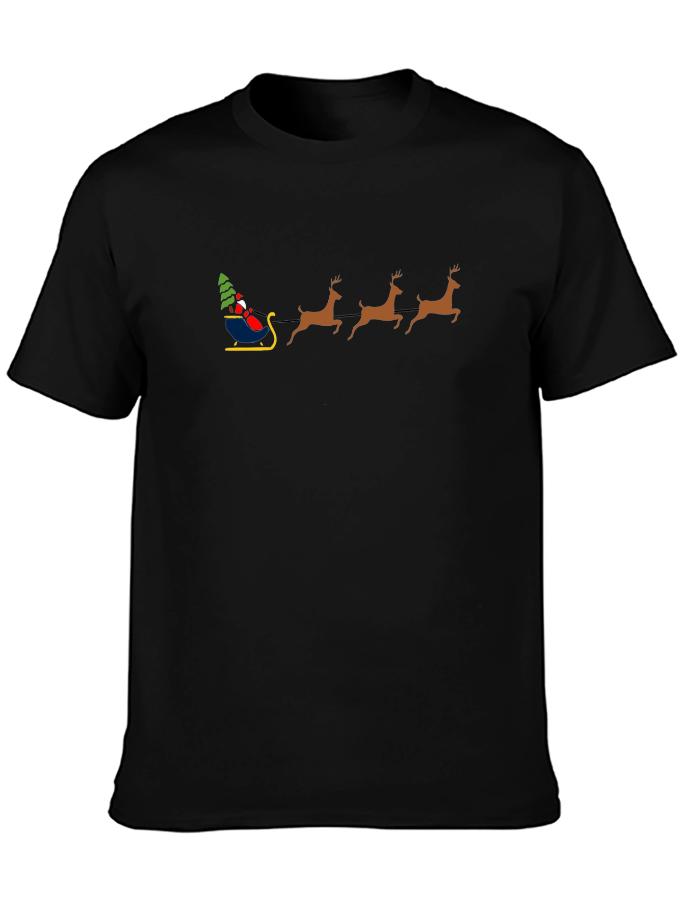 Festive Santa Sleigh Graphic Tee - Black