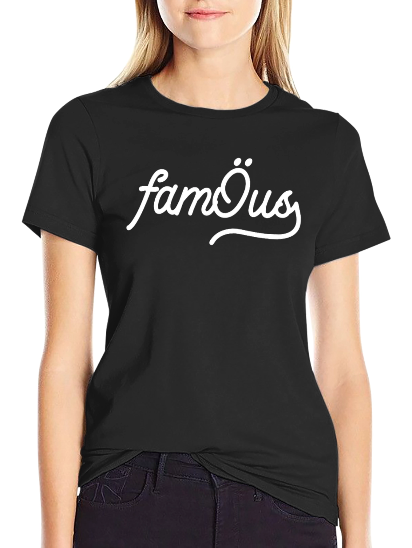 Famous Graphic Tee - Black Cotton Blend T-Shirt