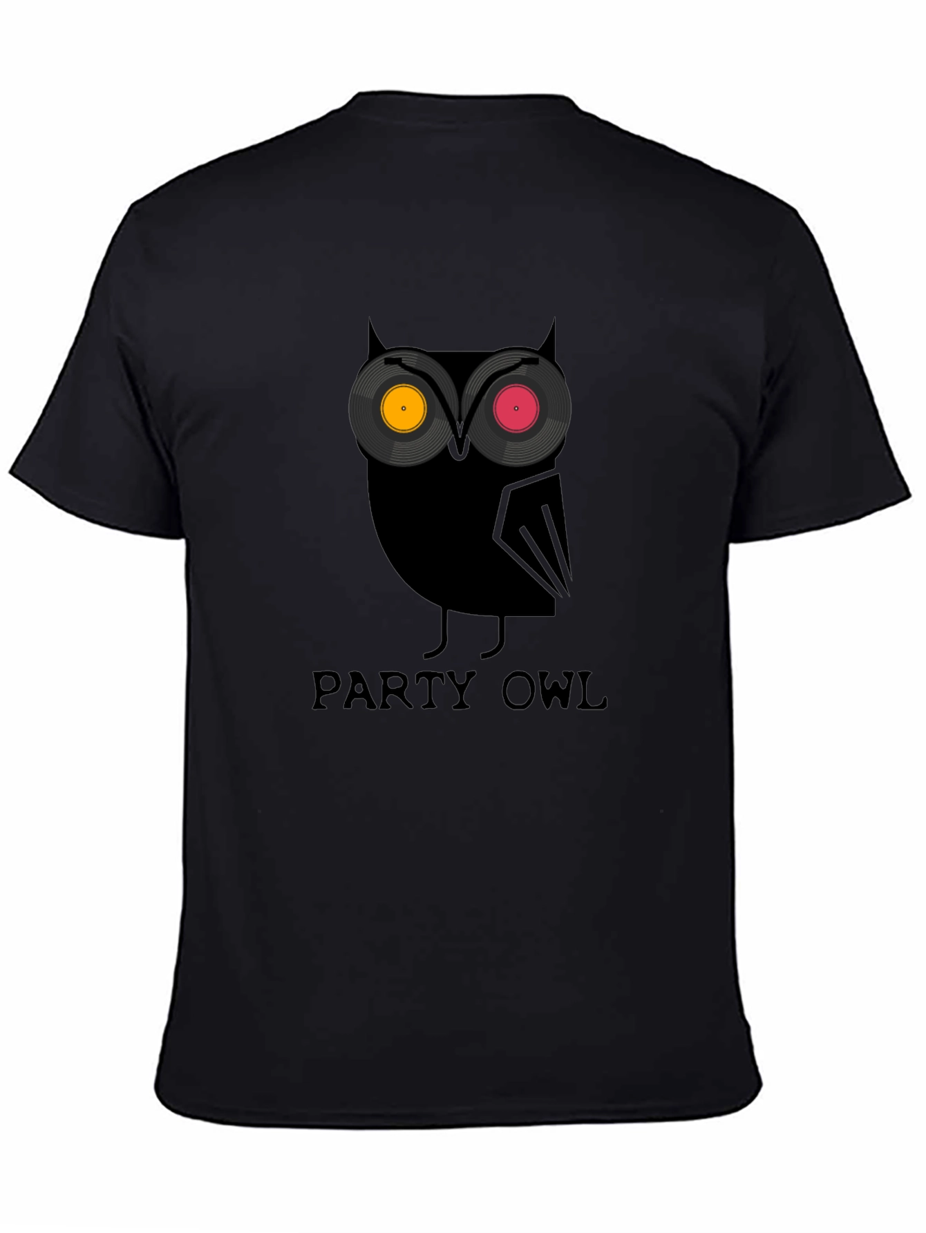 Party Owl Graphic Tee - Black Cotton T-Shirt