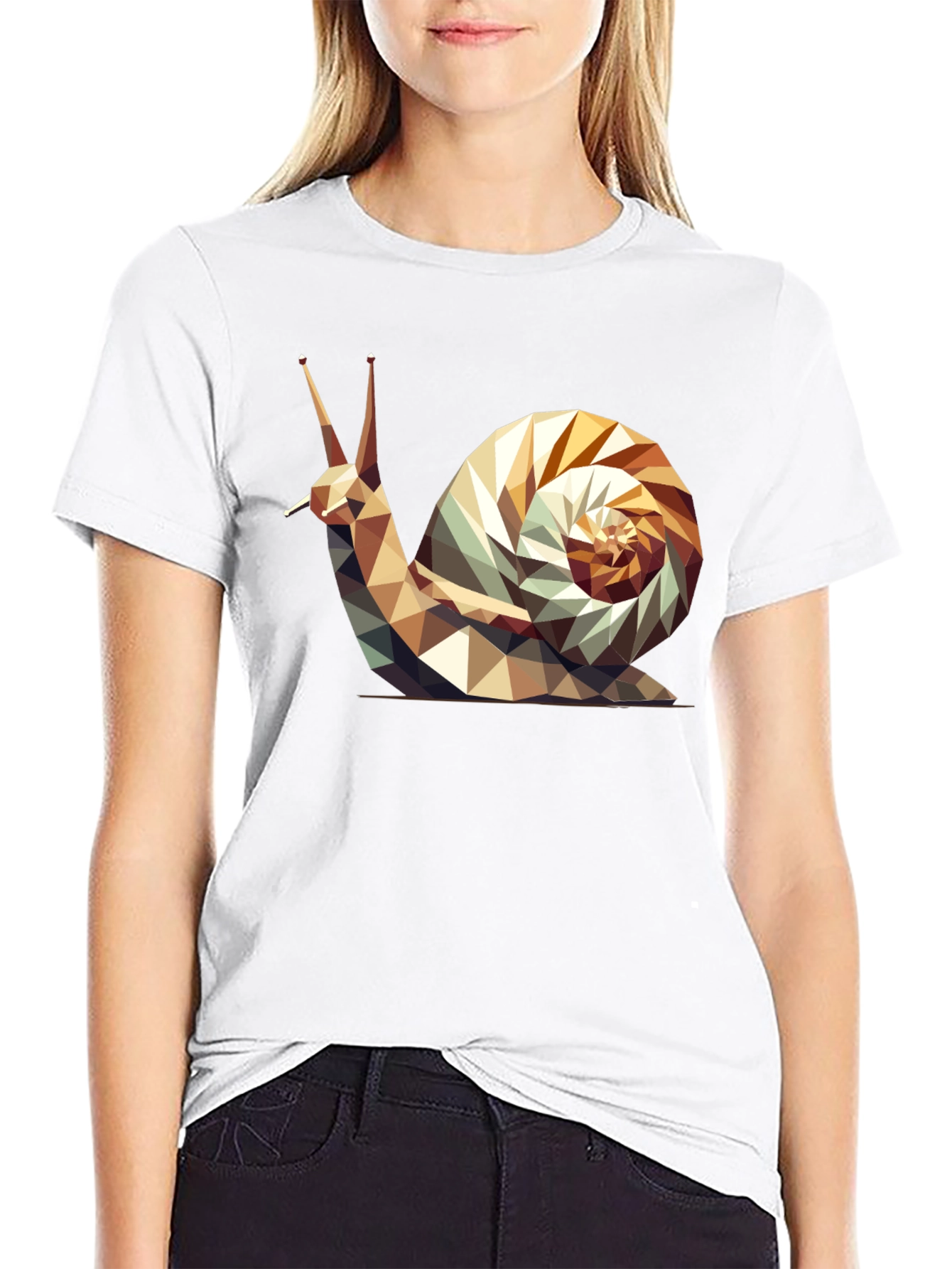 Geometric Snail Graphic Tee - Modern Abstract Design
