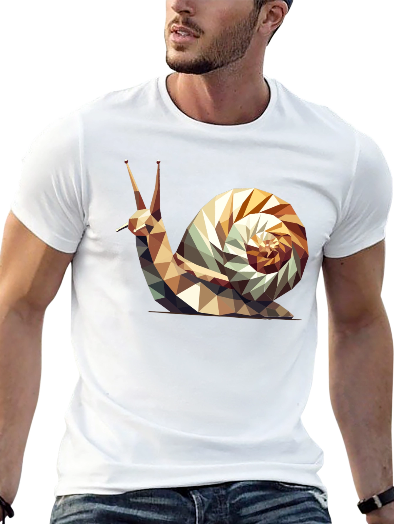 Geometric Snail Graphic Tee - Modern Abstract Design