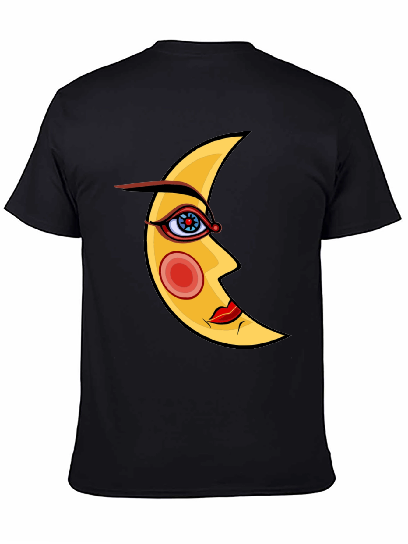 Mystic Moon Face Black T-Shirt