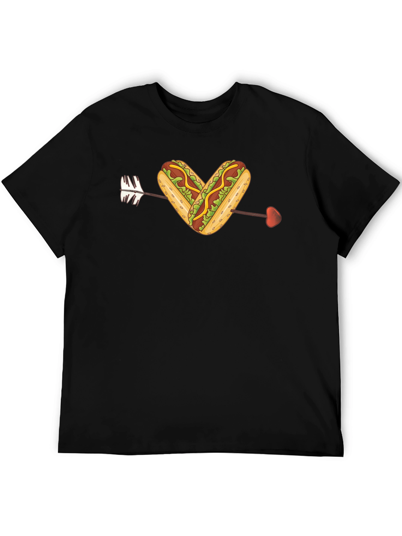 Hot Dog Heart Arrow T-Shirt - Foodie Love Tee