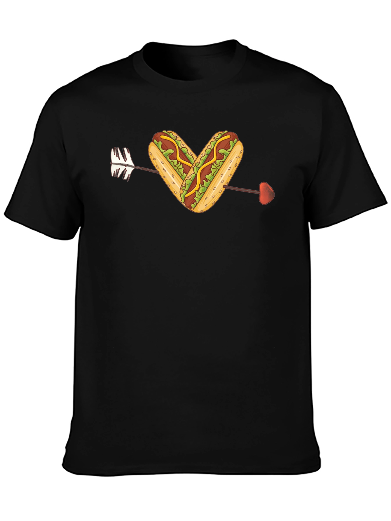 Hot Dog Heart Arrow T-Shirt - Foodie Love Tee
