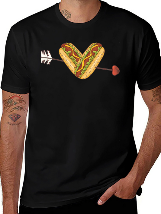 Hot Dog Heart Arrow T-Shirt - Foodie Love Tee