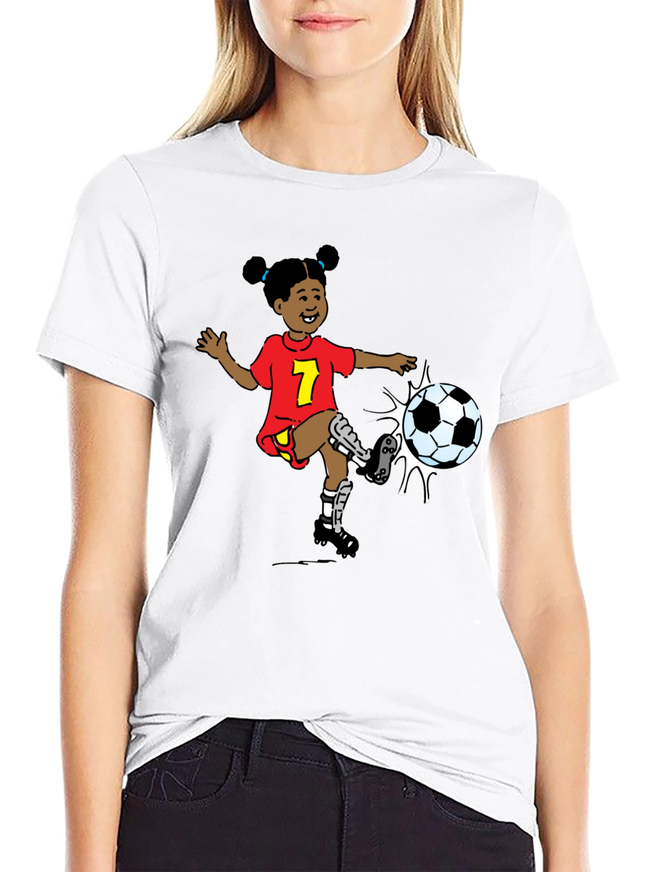 Cartoon Girl Soccer T-Shirt