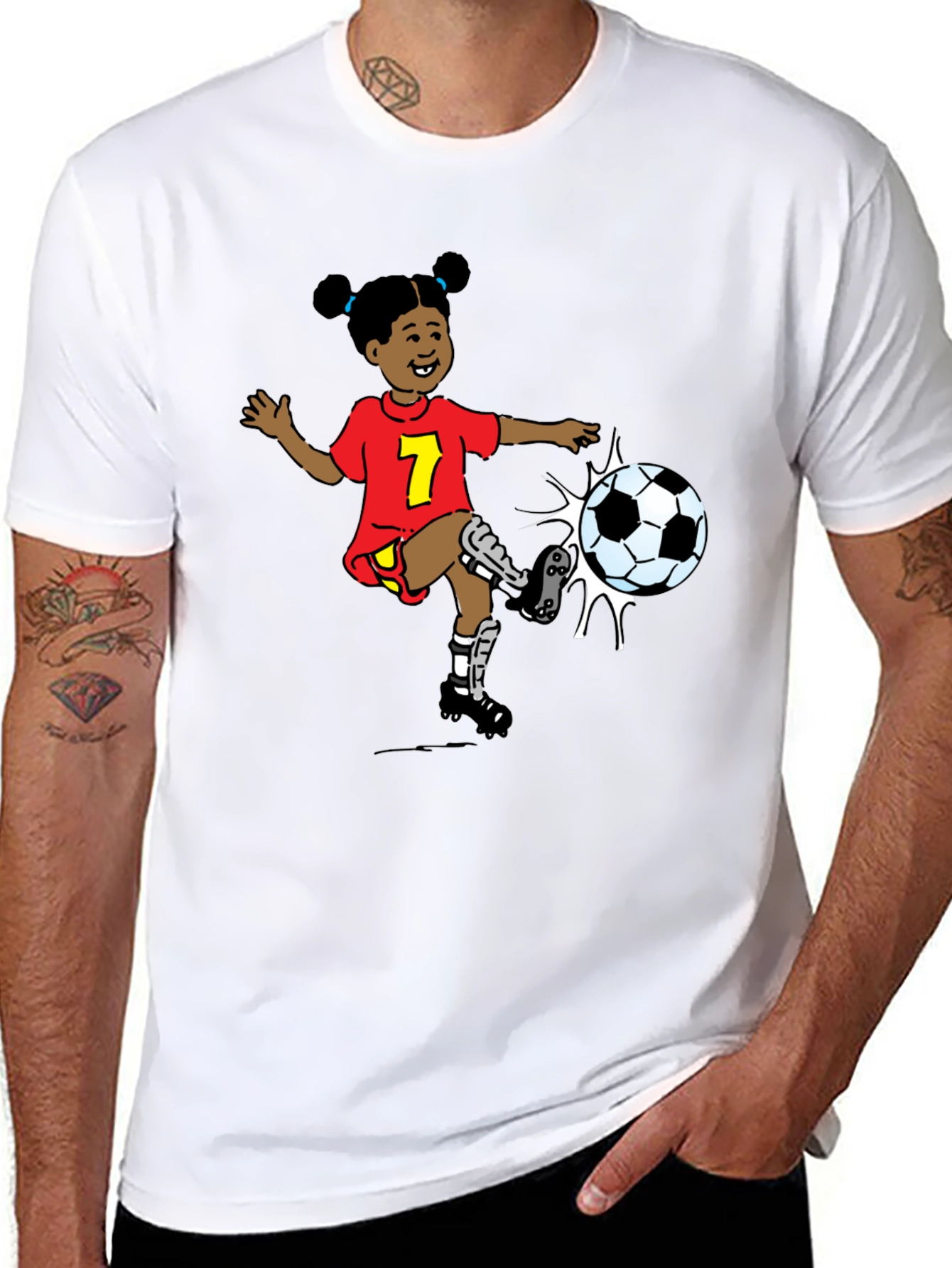 Cartoon Girl Soccer T-Shirt