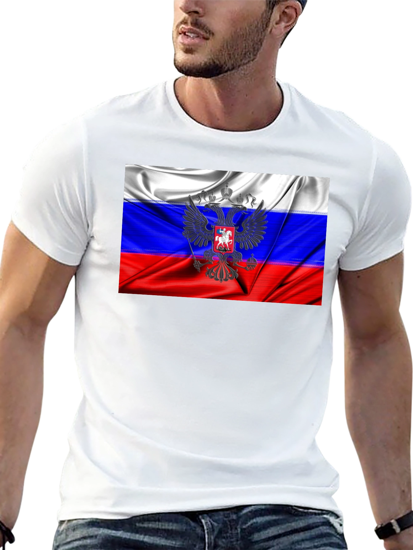 Russian Flag Graphic T-Shirt - Black