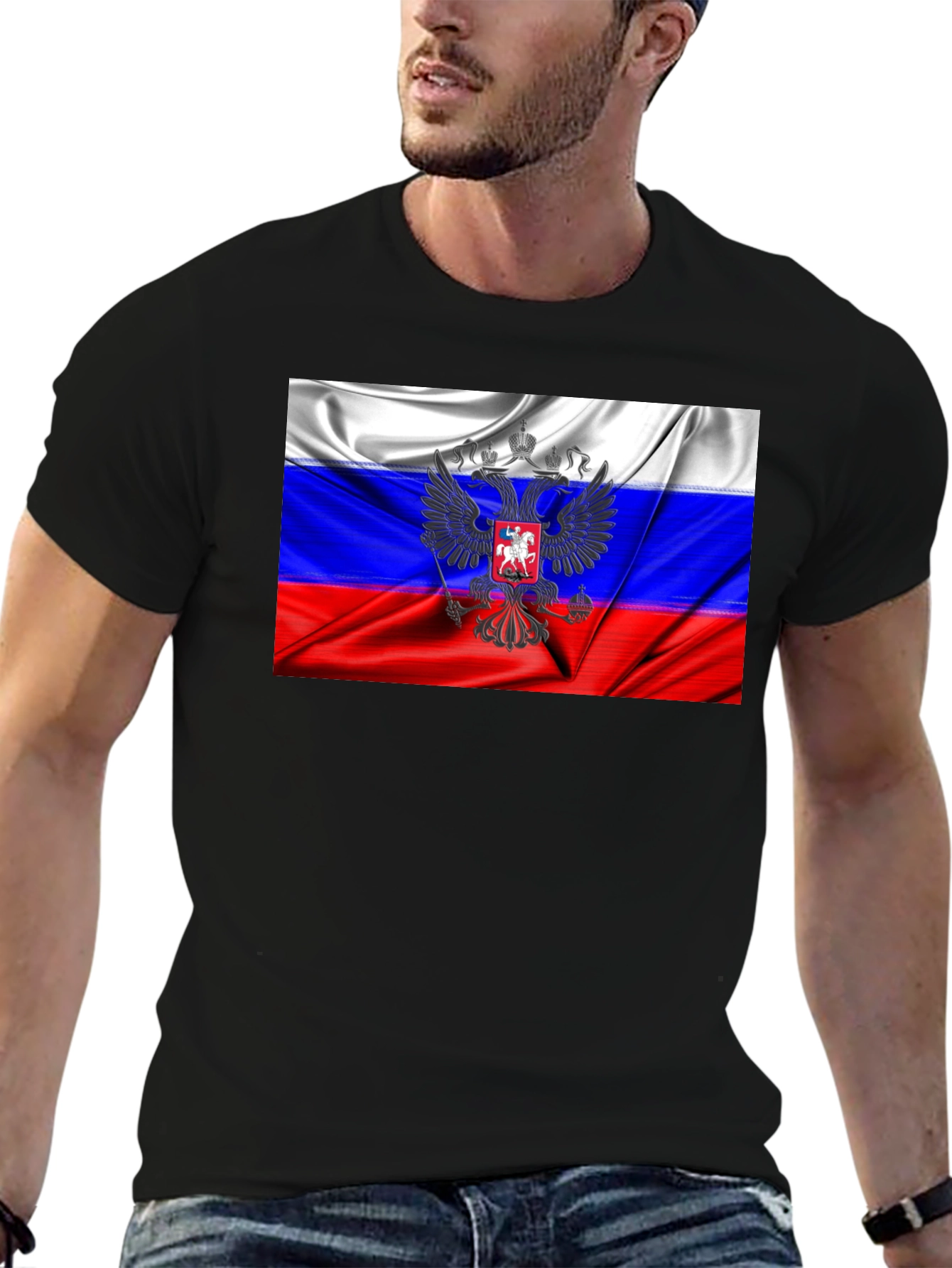 Russian Flag Graphic T-Shirt - Black