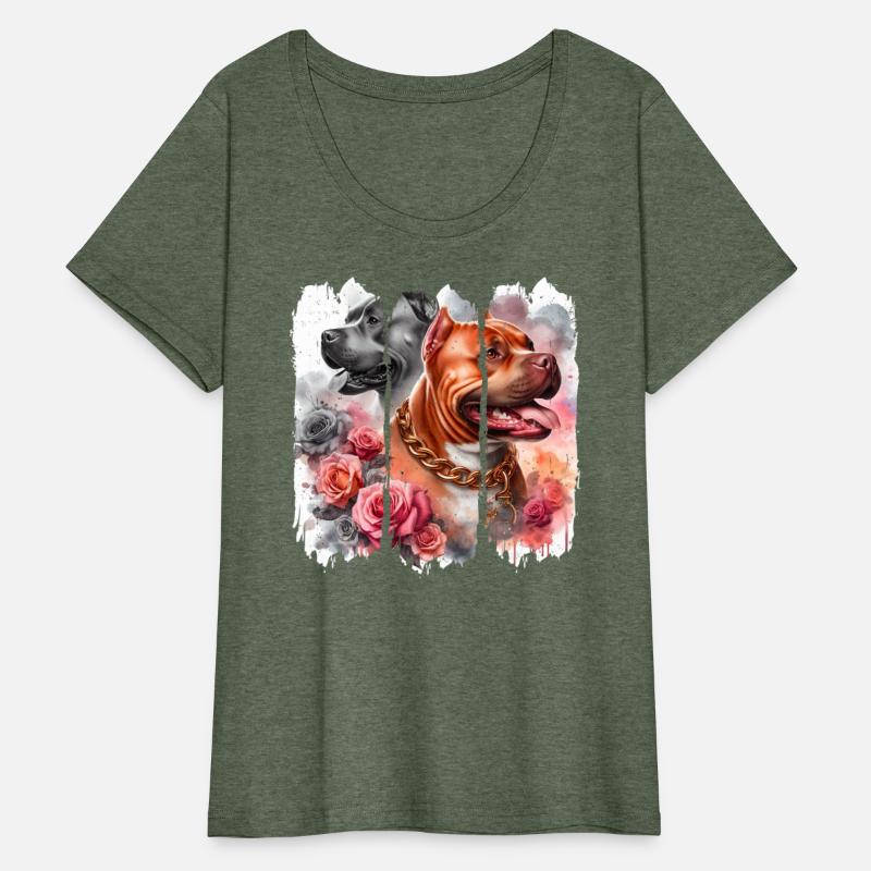 Pitbull Duo Rose Chain Art